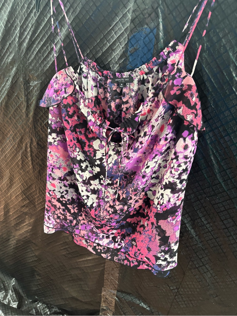 Lafayette 148 New York Pink & Purple Floral Spaghetti Strap Cami - Picture 8 of 10